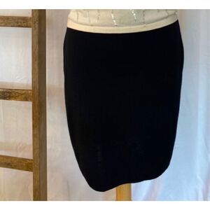 Vintage Knit Skirt Black Sweater Knit Carole Little Wool Skirt Size S